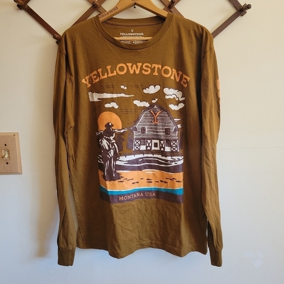 Yellowstone Other - Yellowstone Long Sleeve Tee Cotton Montana Mustand Yellow Tan Large